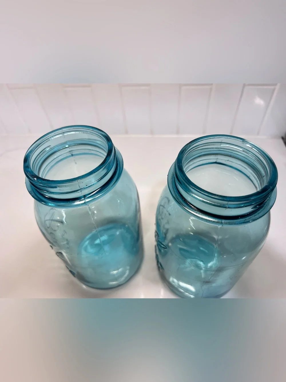 Vintage Blue Ball Perfect Mason Jars Lot Of 2 Quart Size With Zinc Lids